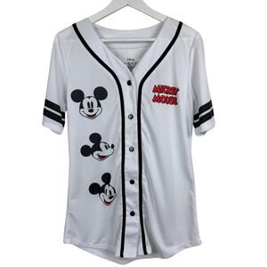 Walt Disney Mickey Mouse Women's L Baseball Shirt Jersey SIZE L Black White